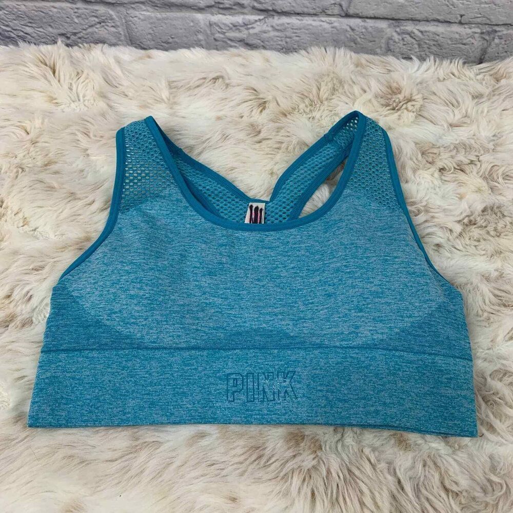 Pink by Victoria's Secret Sports Bra Womens Small‎ Blue Racerback